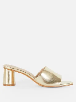 Heels|Primark Mules Mit Blockabsatz Gold