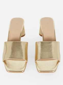 Heels|Primark Mules Mit Blockabsatz Gold