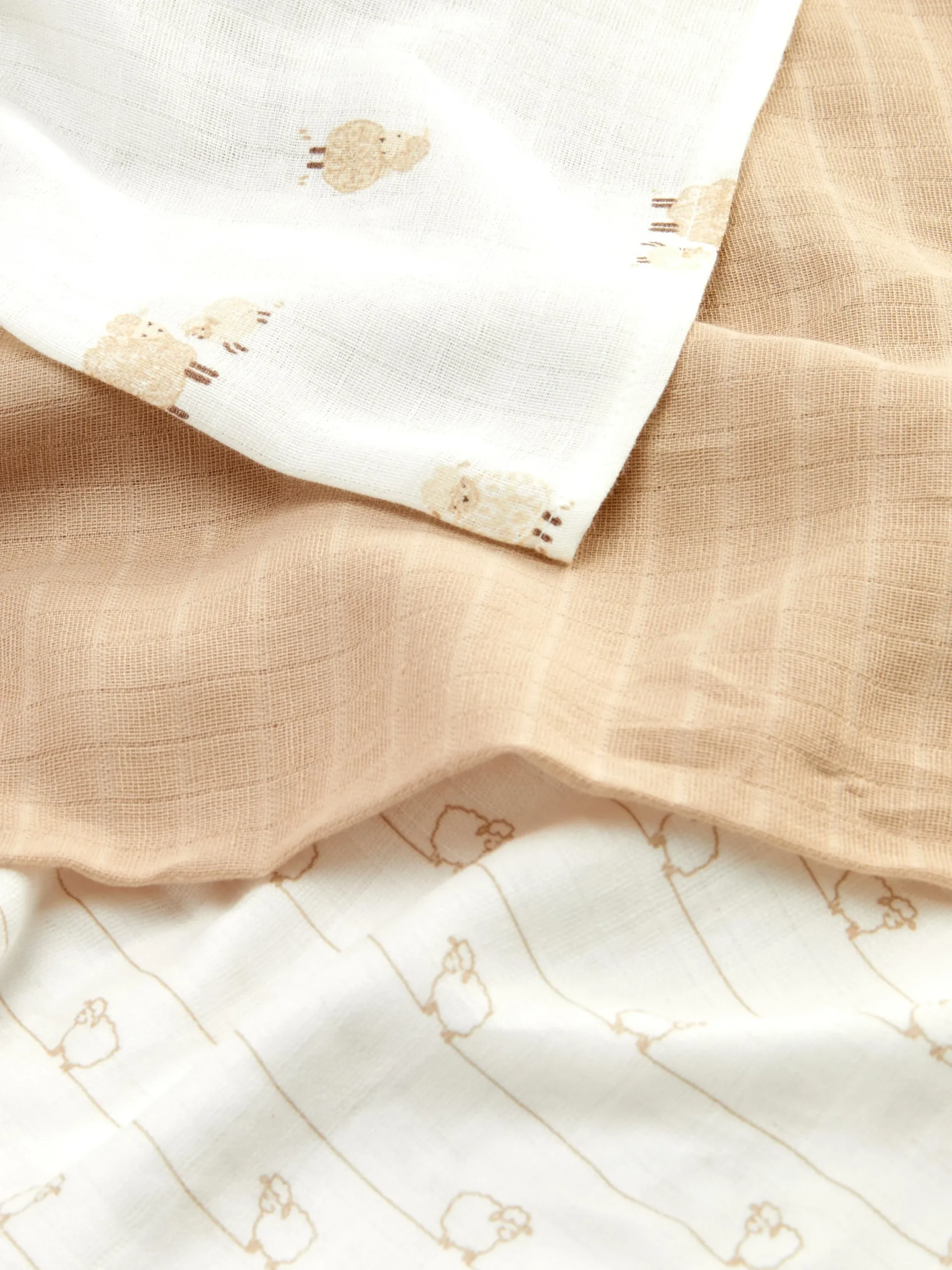 Füttern Und Abstillen|Primark Mulltücher Mit Schafmotiven, 3er-Pack Taupefarben