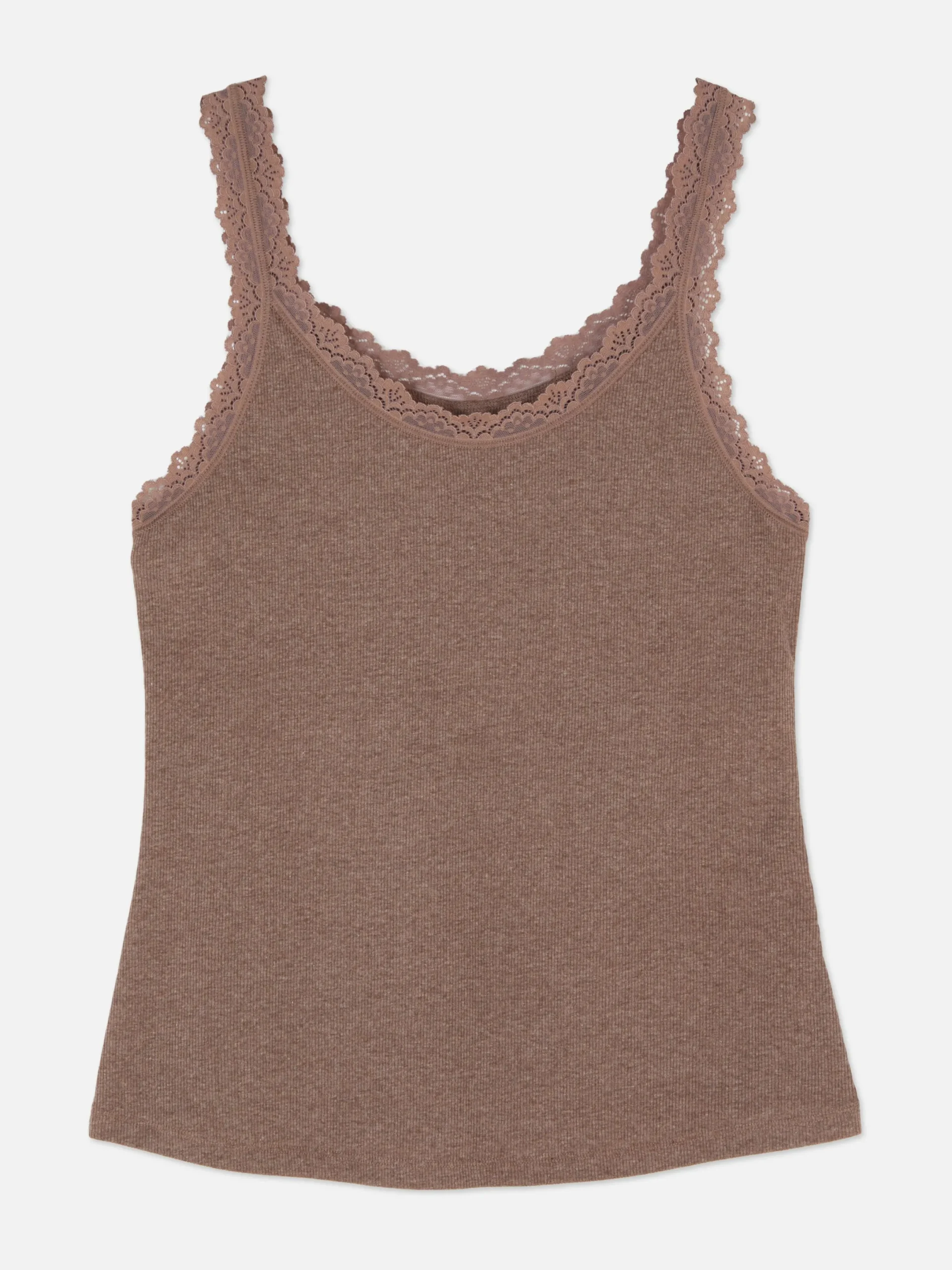 Schlafanzugoberteile|Primark Nachtwäschetop Mit Spitzenbesatz Braun