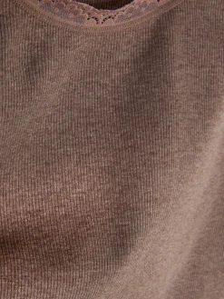 Schlafanzugoberteile|Primark Nachtwäschetop Mit Spitzenbesatz Braun
