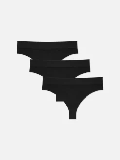 Slips|Primark Nahtlose Essential-Tangas, 3er-Pack Schwarz