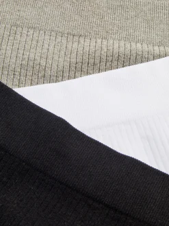 Slips|Primark Nahtlose, Gerippte Tangas, 3er-Pack Schwarz/Weiß