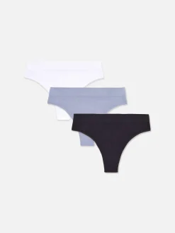 Slips|Primark Nahtlose, Gerippte Tangas, 3er-Pack Schiefergrau