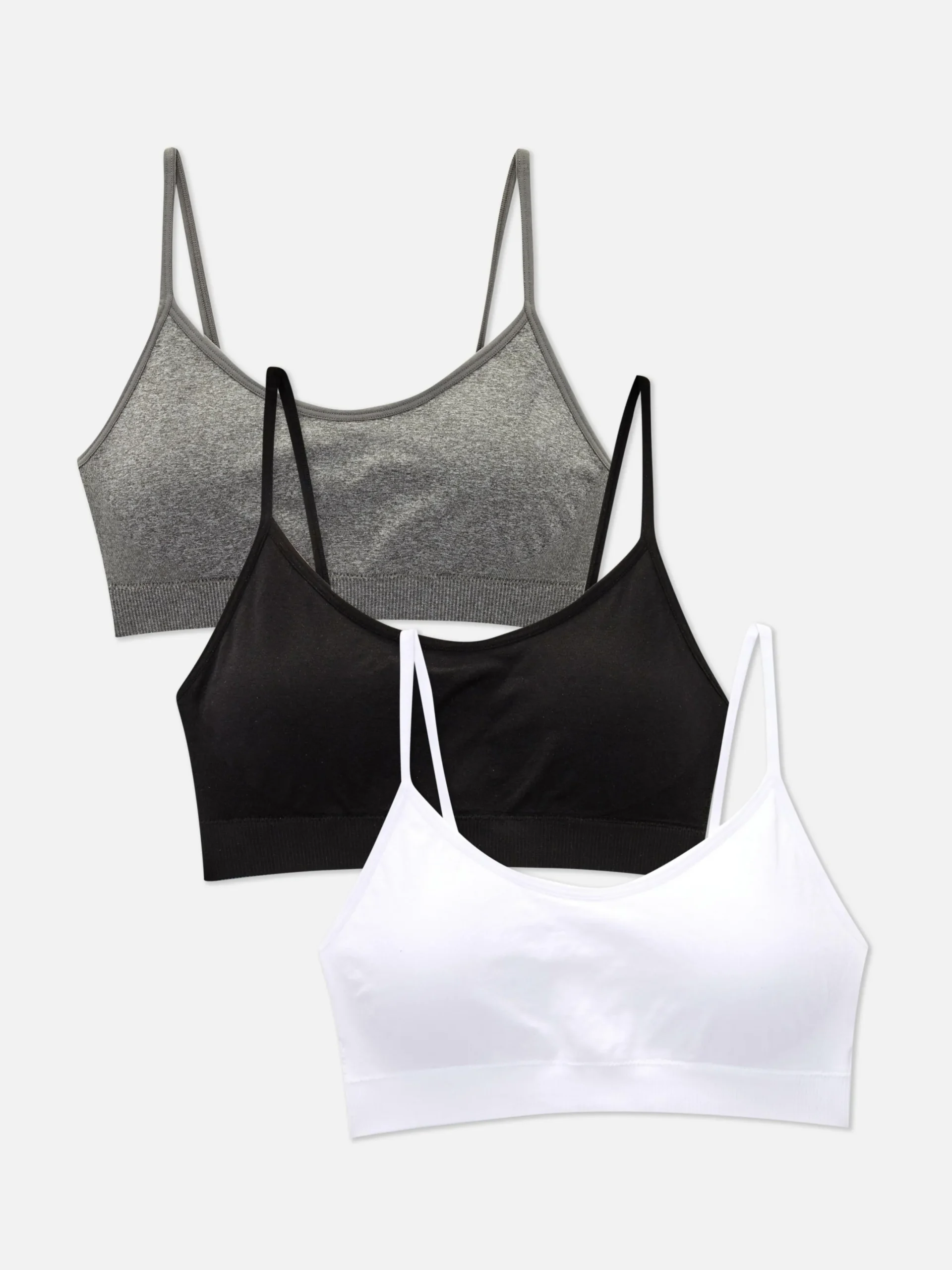 Bhs|Primark Nahtlose, Kurze Trägerbustiers, 3er-Pack Grau