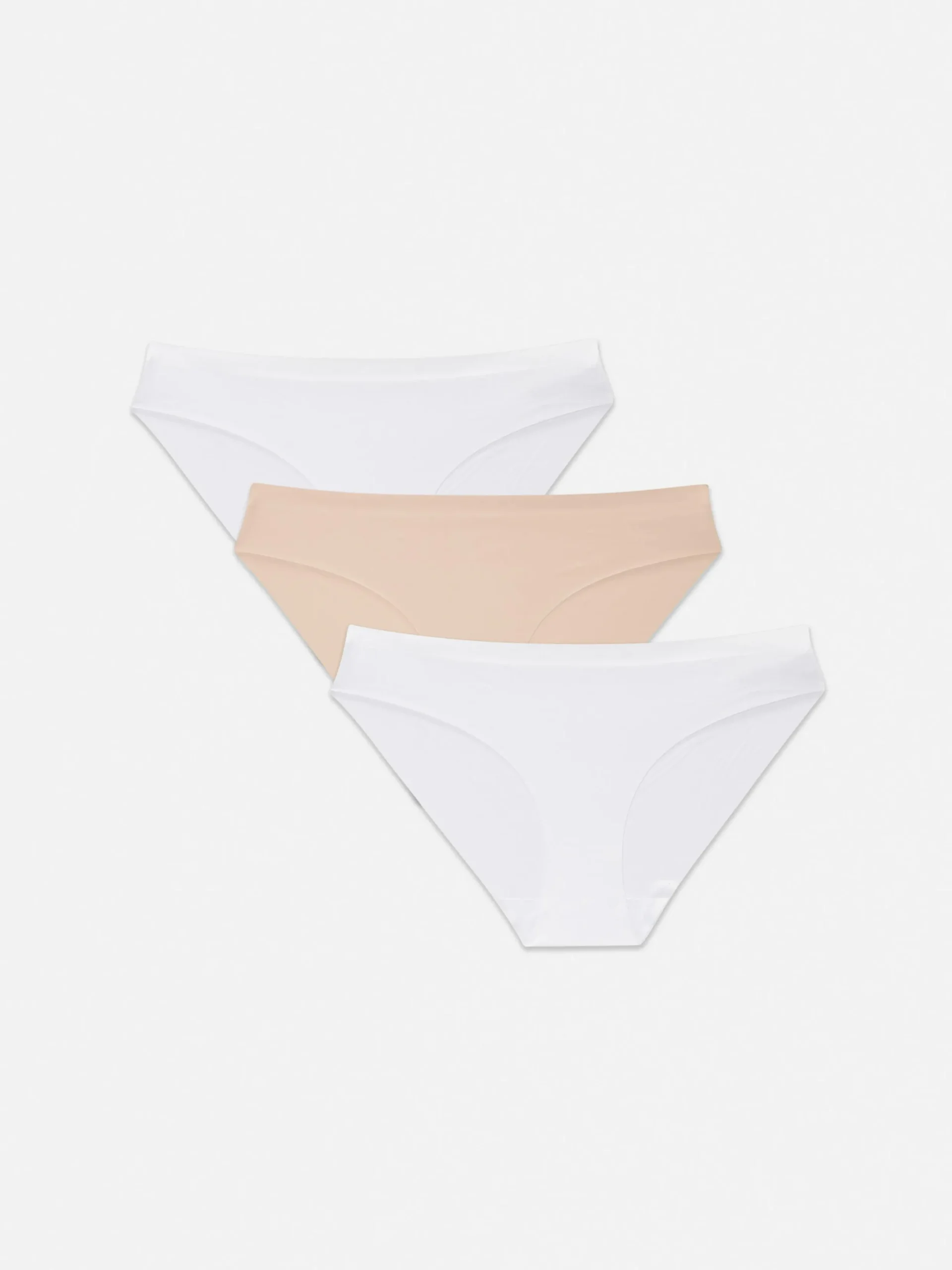 Slips|Primark Nahtlose Mini-Slips, 3er-Pack Weiß/Taupe