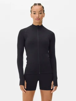 Fitnesskleidung Und Activewear|Primark Nahtlose Performance-Jacke Mit Reißverschluss Schwarz