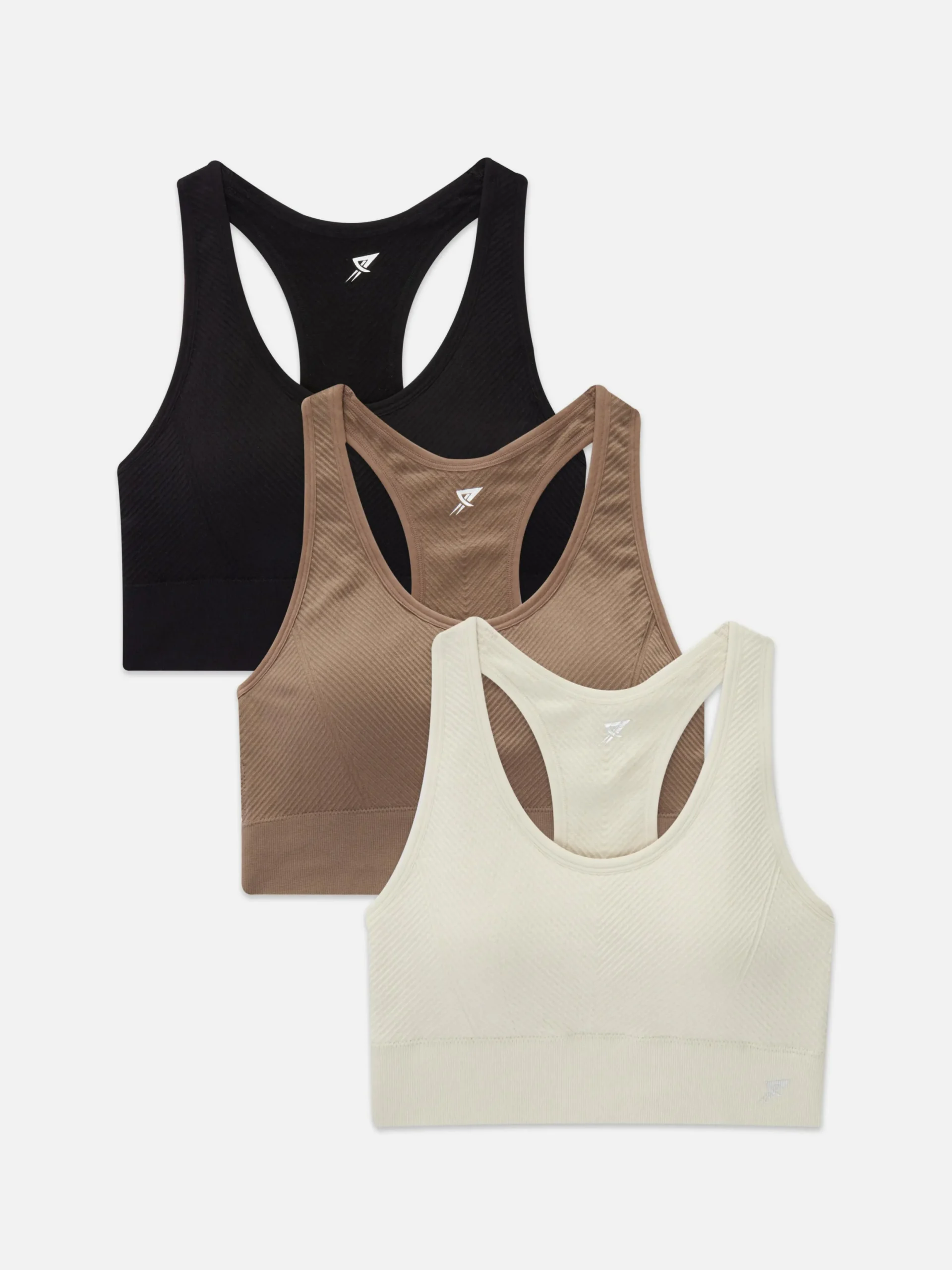 Bhs|Primark Nahtlose Sport-BHs, 3er-Pack Steinfarben