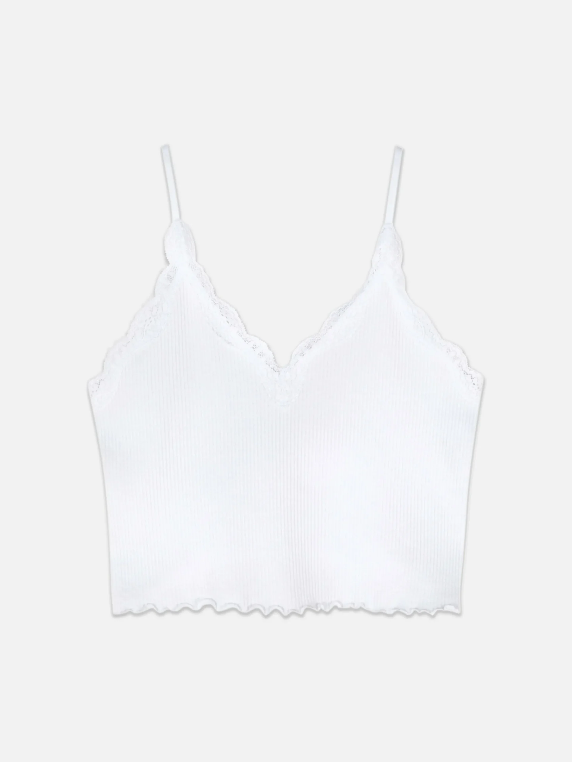 Tops Und T-Shirts|Primark Nahtloses, Kurzes Trägertop Mit Spitzenbesatz Weiß