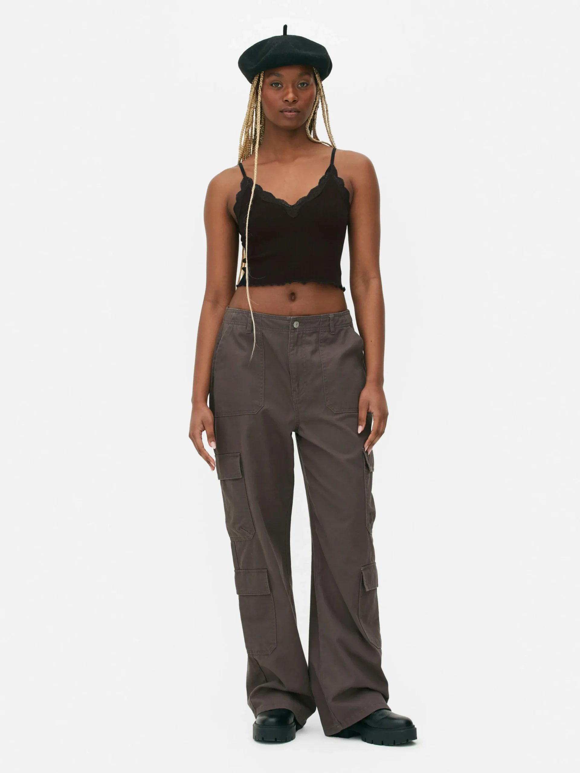 Tops Und T-Shirts|Primark Nahtloses, Kurzes Trägertop Mit Spitzenbesatz Schwarz