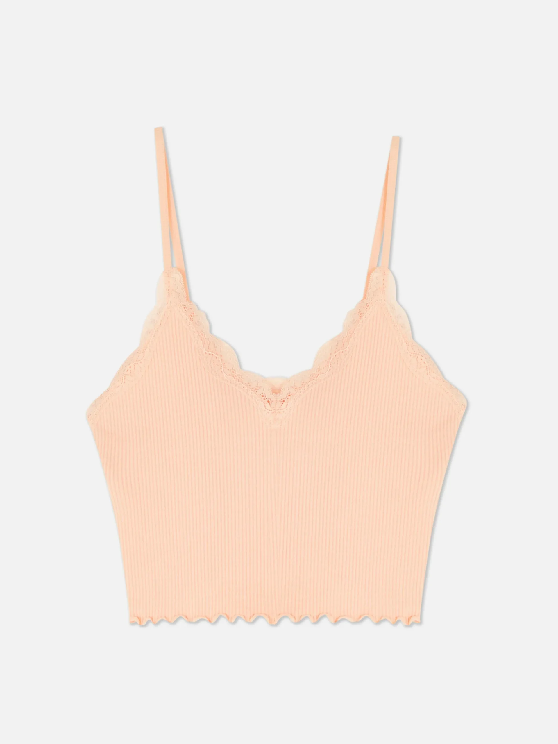 Tops Und T-Shirts|Primark Nahtloses, Kurzes Trägertop Mit Spitzenbesatz Pfirsichfarben