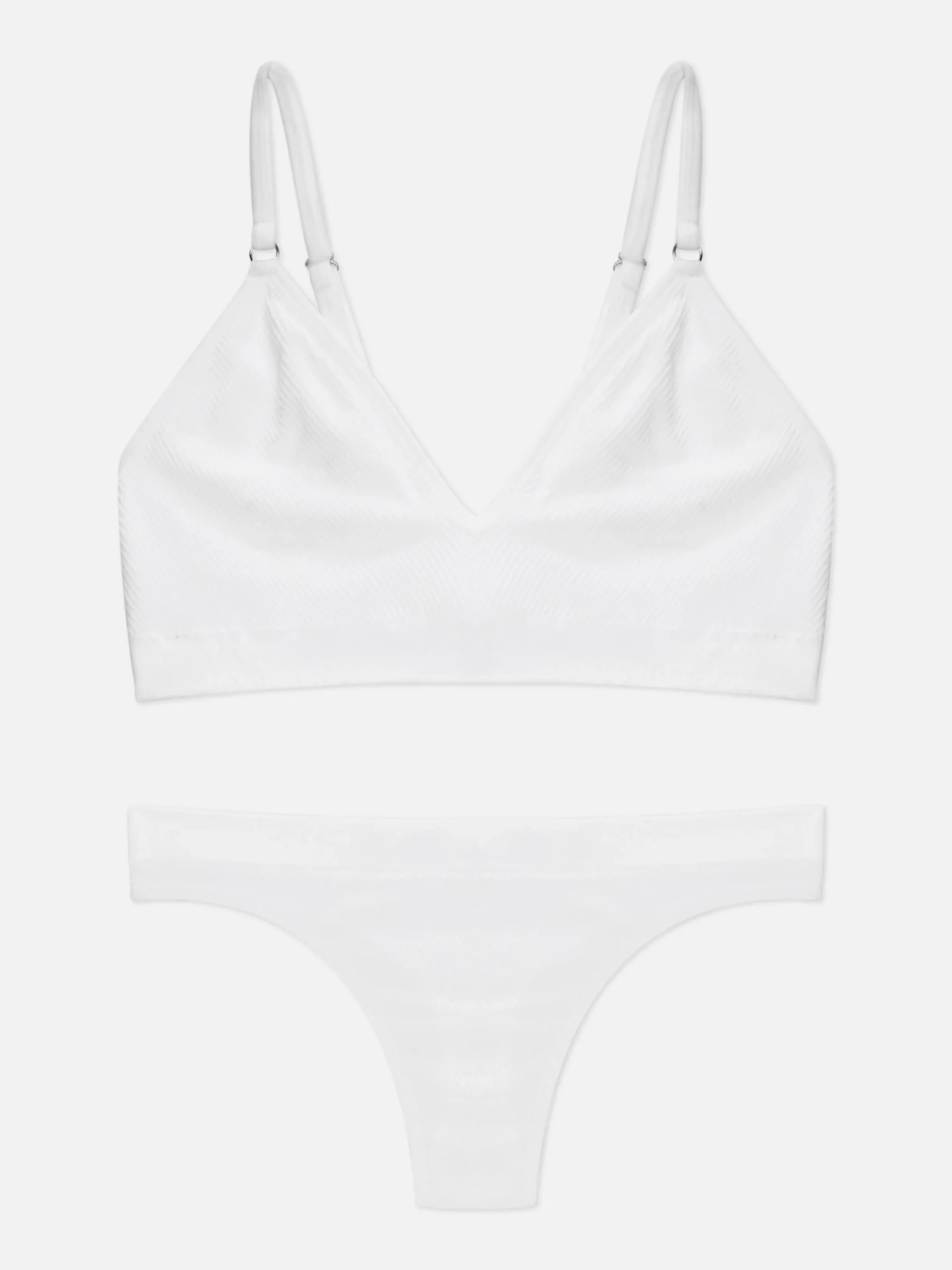 Dessous-Sets|Primark Nahtloses Set Mit Triangel-Bralette-BH Und Tanga Weiß