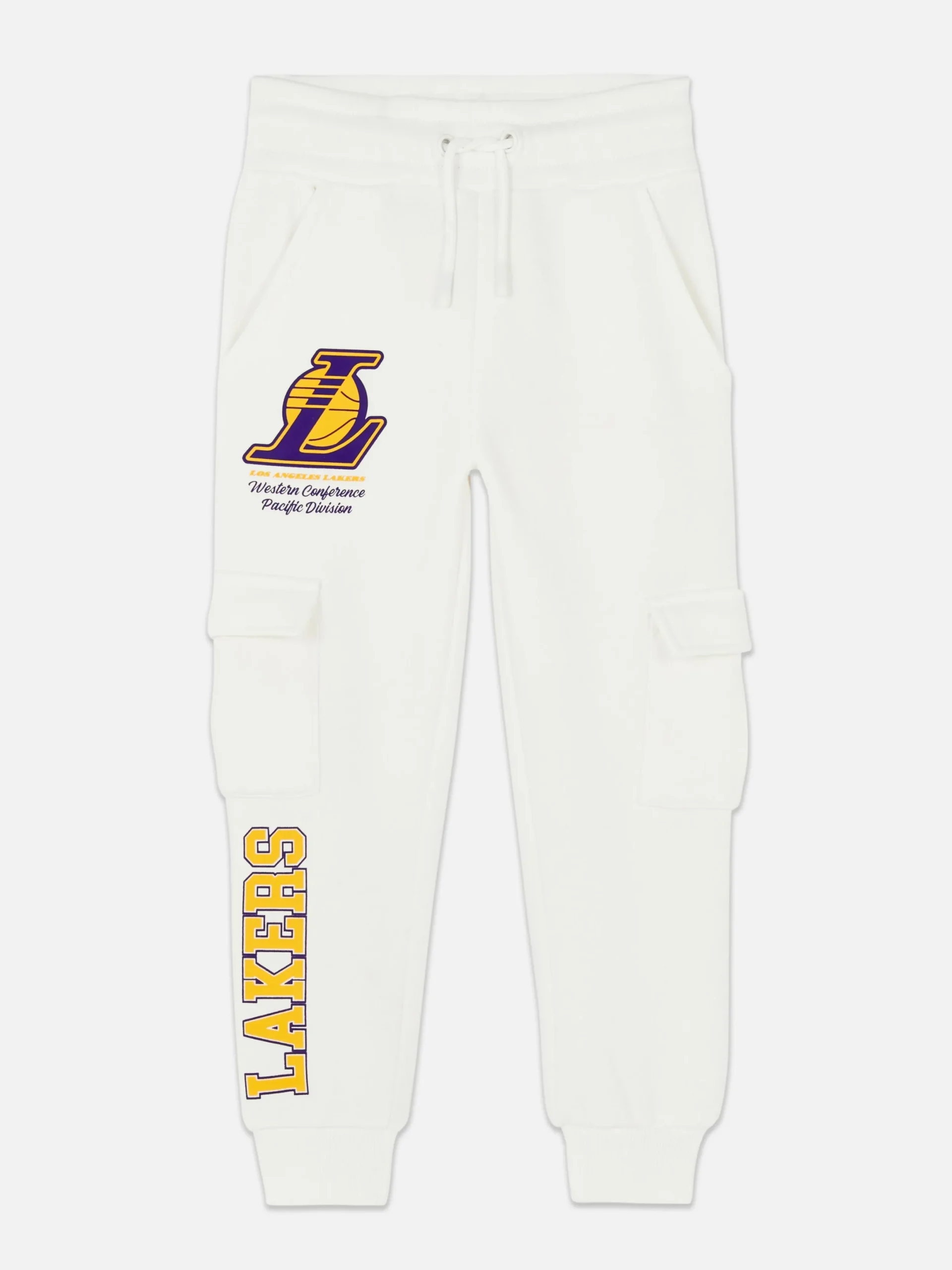 Jogginghosen|Primark „NBA Los Angeles Lakers“ Cargo-Jogginghose Ecrufarben