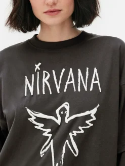 Tops Und T-Shirts|Primark „Nirvana“ Doppellagiges T-Shirt Anthrazitfarben