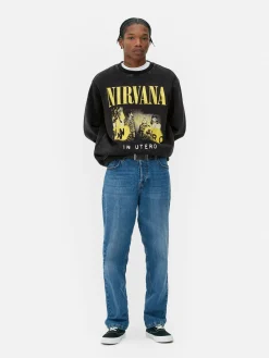 Grafik-T-Shirts Und -Sweatshirts|Hoodies Und Sweatshirts|Primark „Nirvana“ Sweatshirt Im Washed-Look Anthrazitfarben