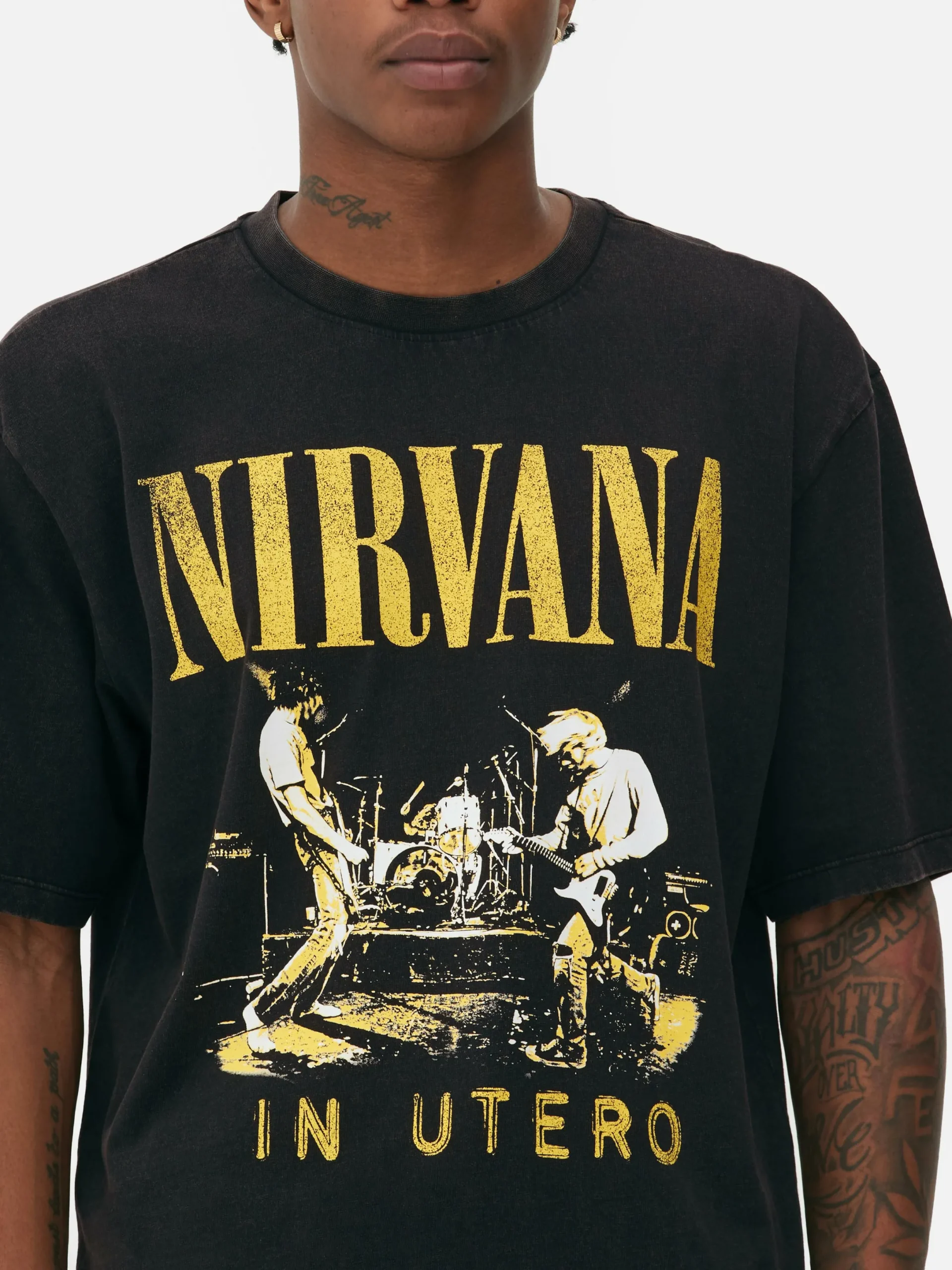 Tops Und T-Shirts|Grafik-T-Shirts Und -Sweatshirts|Primark „Nirvana“ T-Shirt In Verwaschener Optik Schwarz