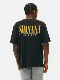 Tops Und T-Shirts|Grafik-T-Shirts Und -Sweatshirts|Primark „Nirvana“ T-Shirt In Verwaschener Optik Schwarz