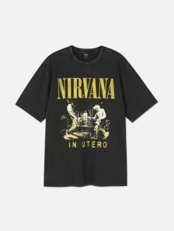 Tops Und T-Shirts|Grafik-T-Shirts Und -Sweatshirts|Primark „Nirvana“ T-Shirt In Verwaschener Optik Schwarz