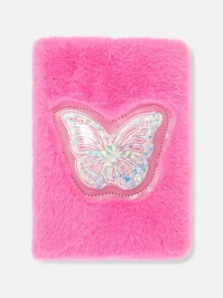 Notizbücher|Primark Notizbuch Mit Kunstfell Und Schmetterling-Design Fuchsiafarben