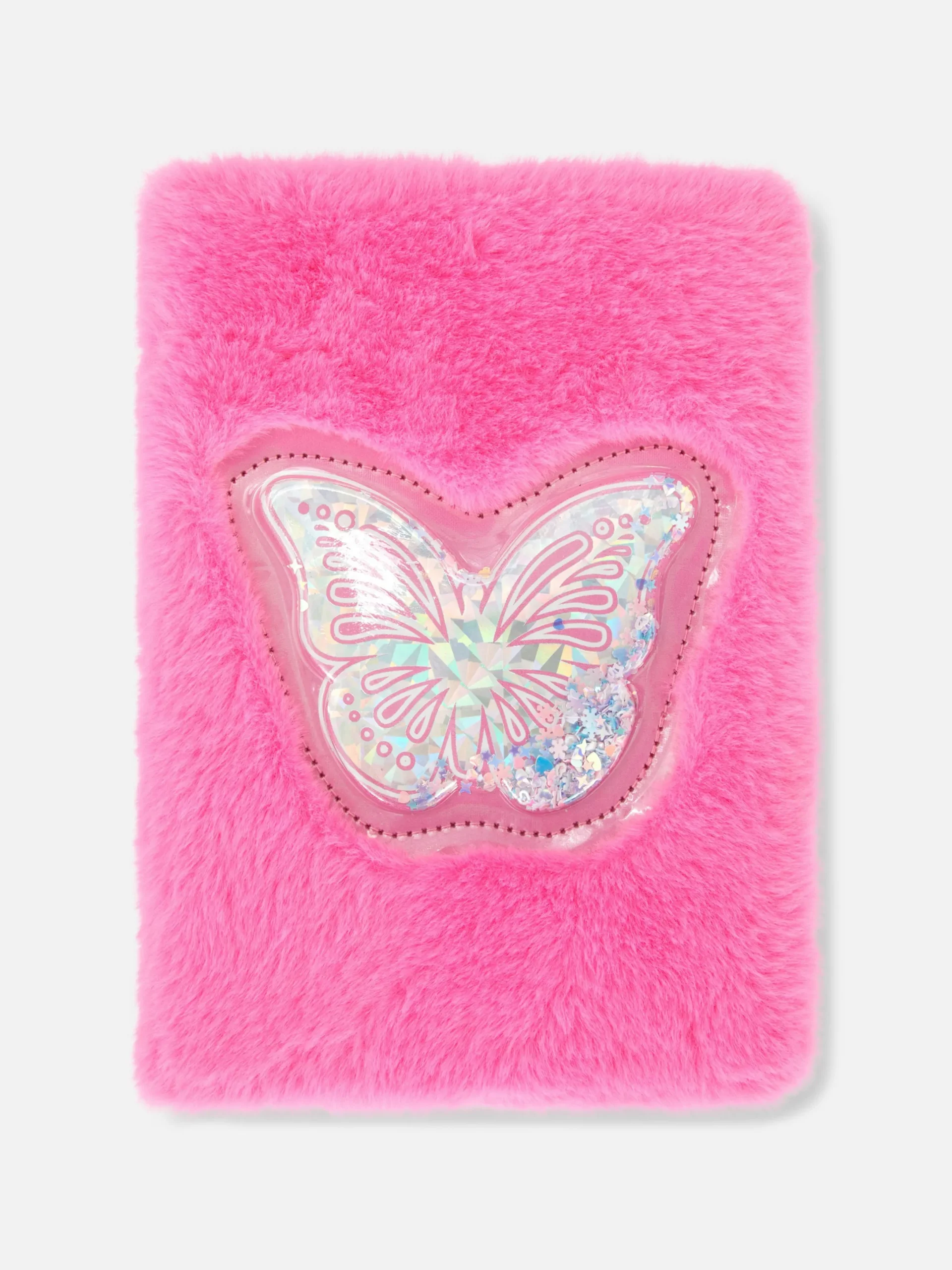 Notizbücher|Primark Notizbuch Mit Kunstfell Und Schmetterling-Design Fuchsiafarben