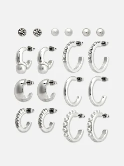 Schmuck|Primark Ohrstecker Und Creolen, 9er-Pack Weiß