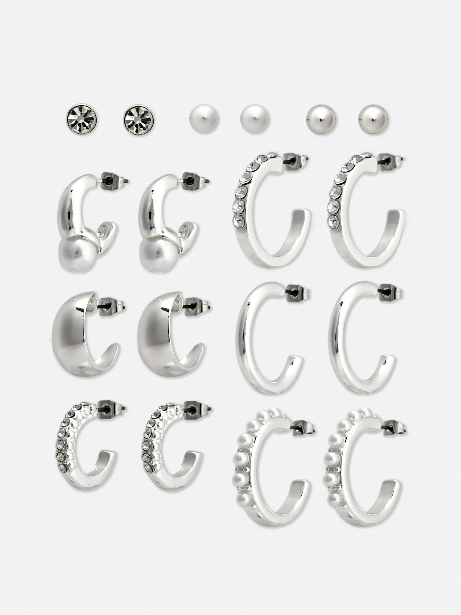 Schmuck|Primark Ohrstecker Und Creolen, 9er-Pack Weiß
