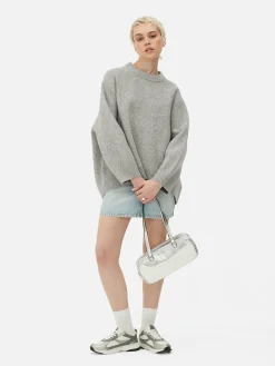 Pullover Und Cardigans|Primark Oversize-Pullover Mit Rundhalsausschnitt Hellgrau