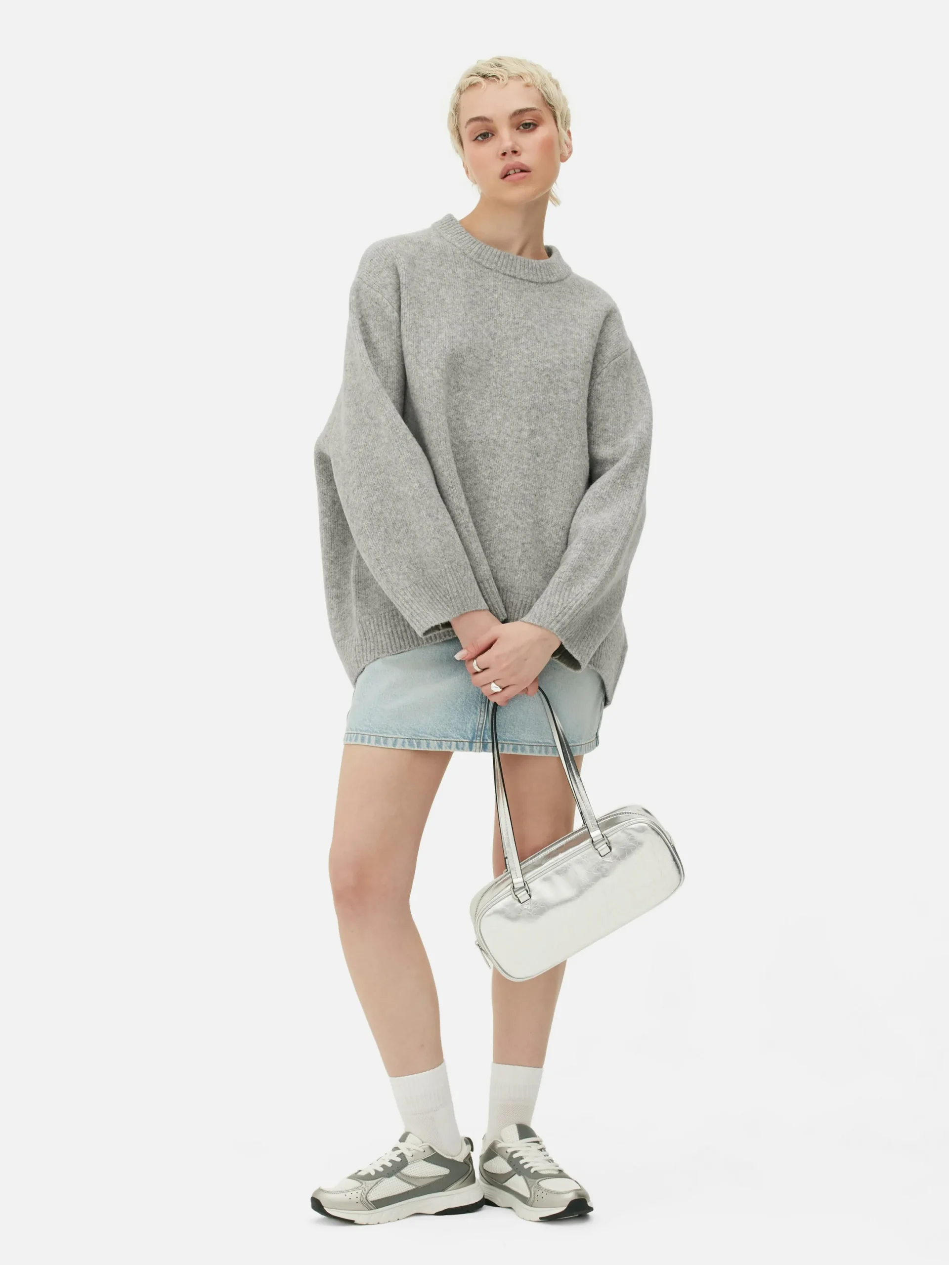 Pullover Und Cardigans|Primark Oversize-Pullover Mit Rundhalsausschnitt Hellgrau