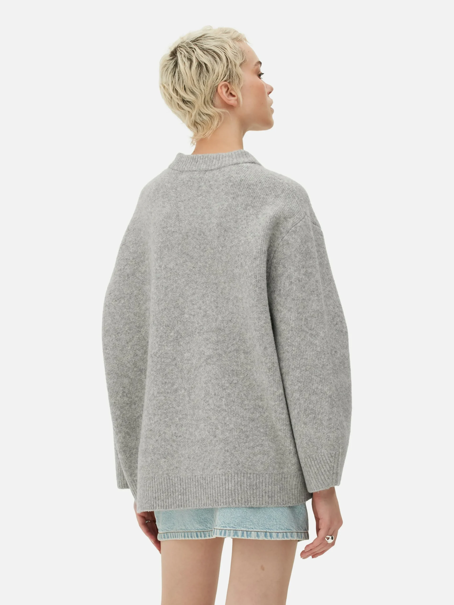 Pullover Und Cardigans|Primark Oversize-Pullover Mit Rundhalsausschnitt Hellgrau