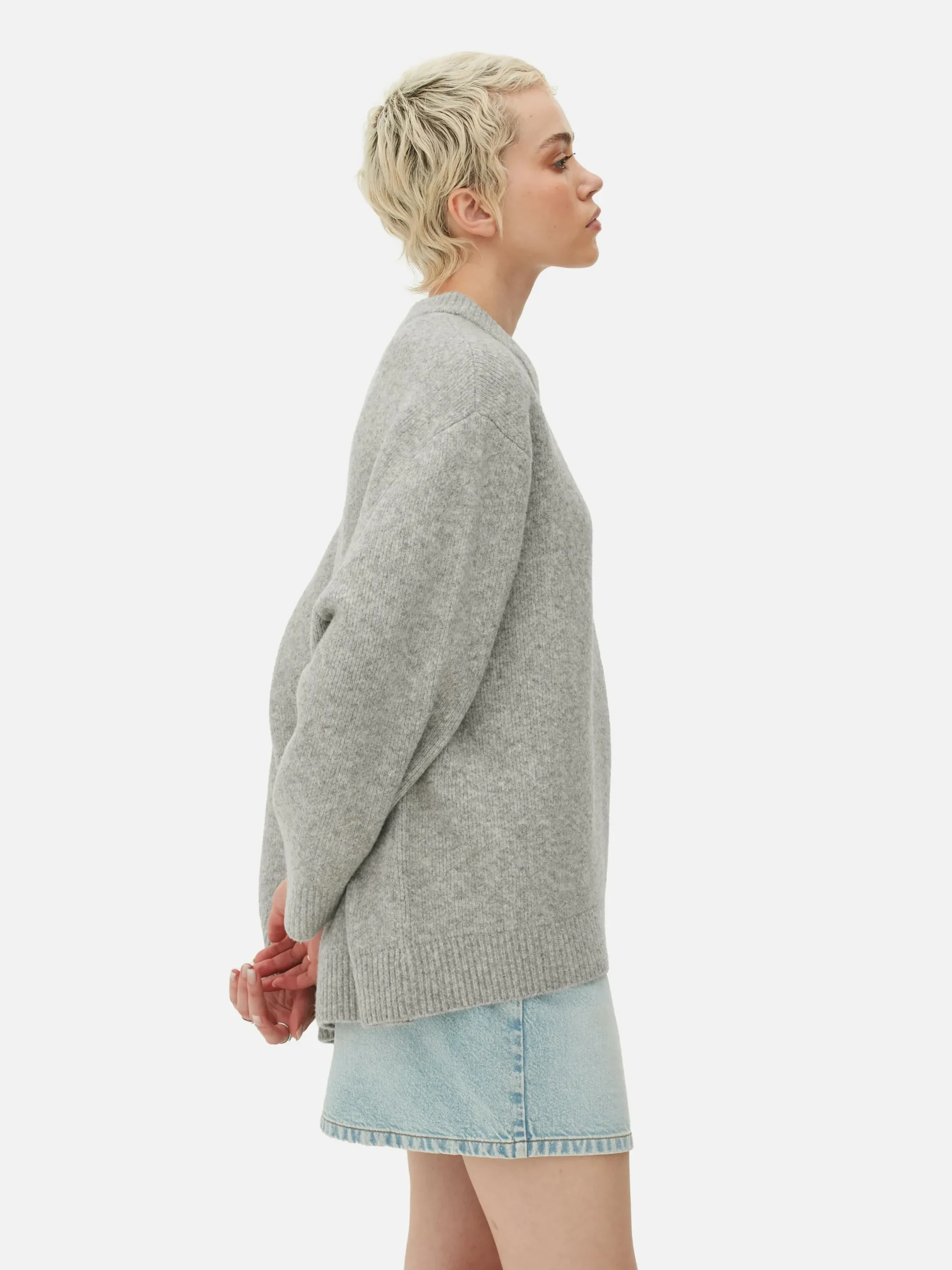 Pullover Und Cardigans|Primark Oversize-Pullover Mit Rundhalsausschnitt Hellgrau