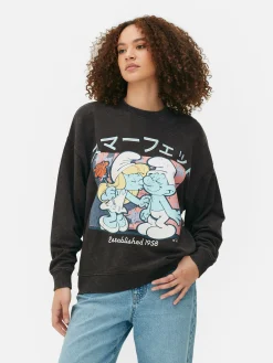Hoodies Und Sweatshirts|Primark Oversize-Sweatshirt Mit „Die Schlümpfe“ Grafik Anthrazitfarben