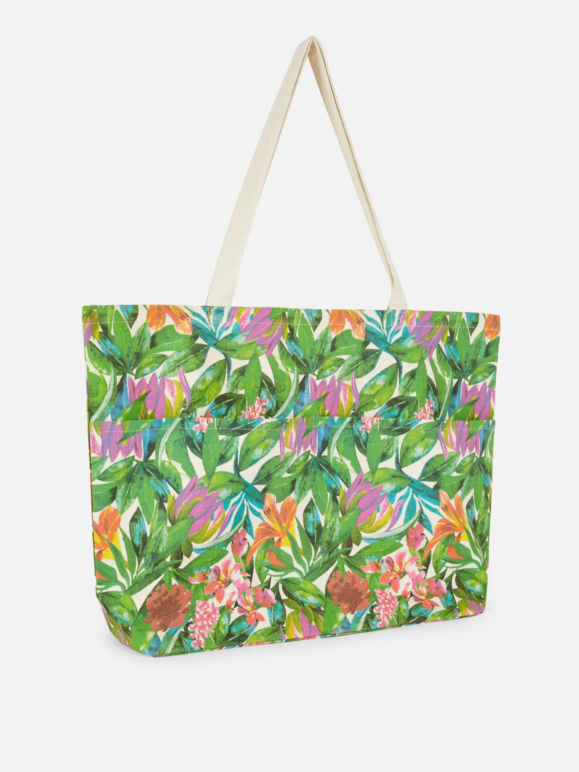 Reiseaccessoires|Primark Oversize-Tragetasche Mit Blumenmuster Grün
