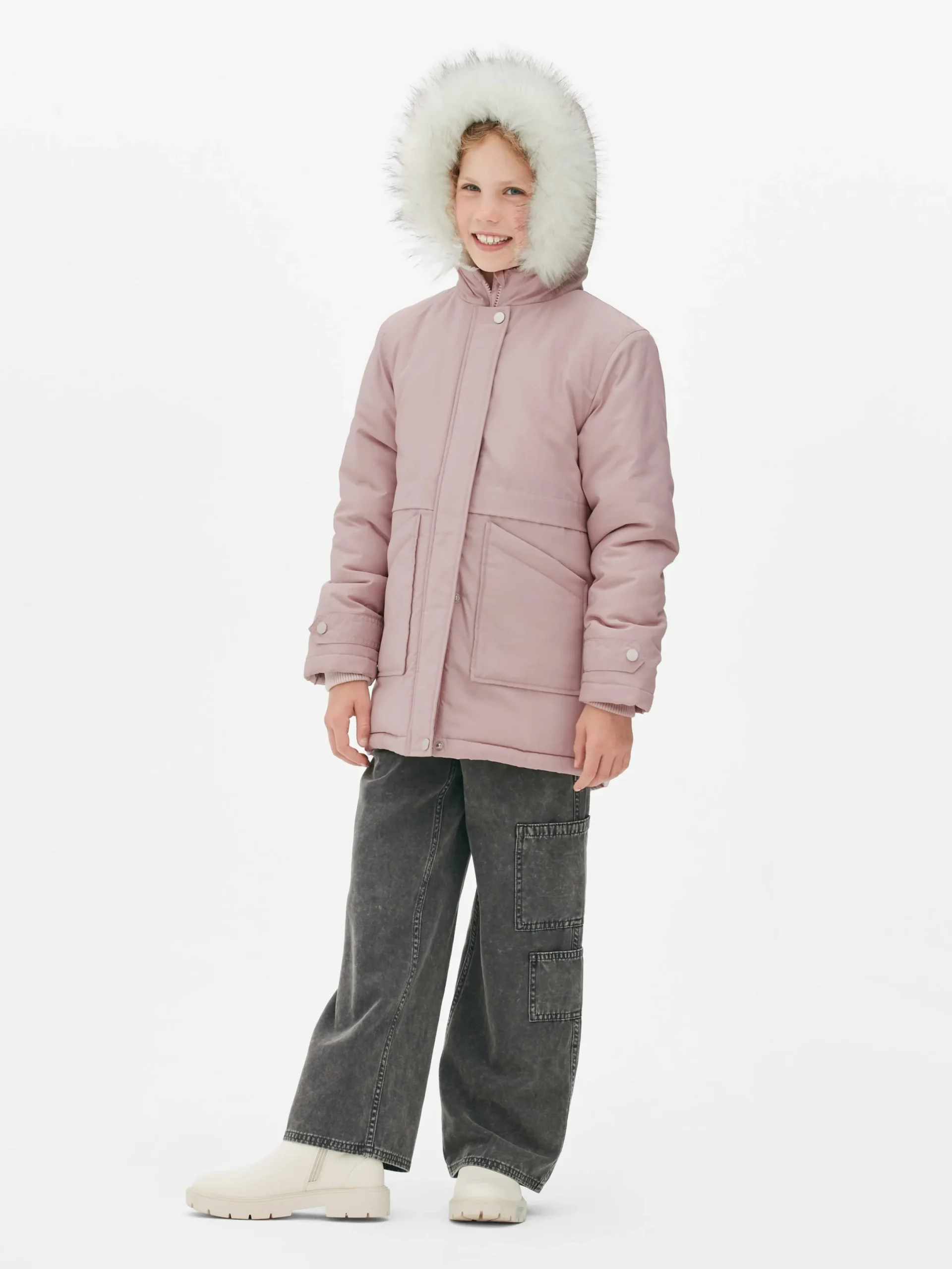 Jacken Und Mäntel|Primark Parka Mit Kapuze Aus Kunstfell Rosa