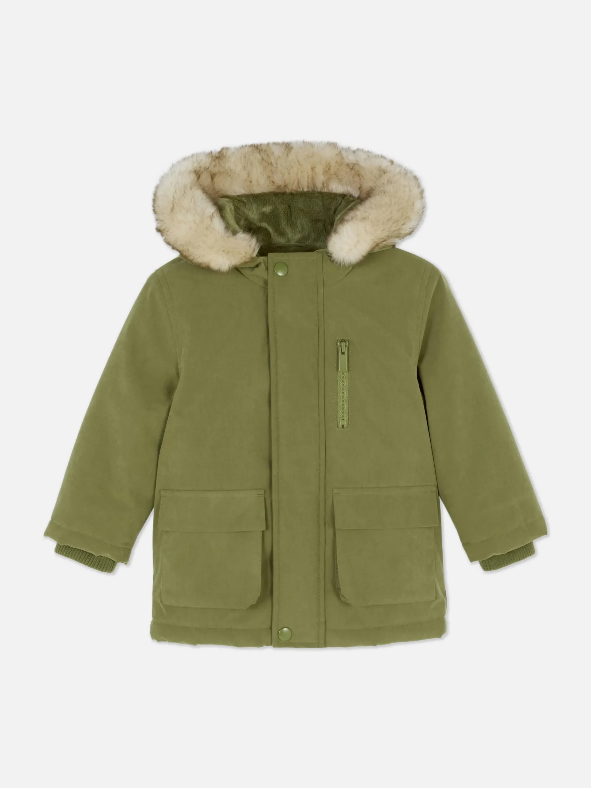 Jacken Und Mäntel|Primark Parka Mit Kunstfellkapuze Grün