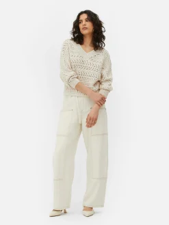 Pullover Und Cardigans|Primark Pointelle-Strickpullover Mit V-Ausschnitt Beige