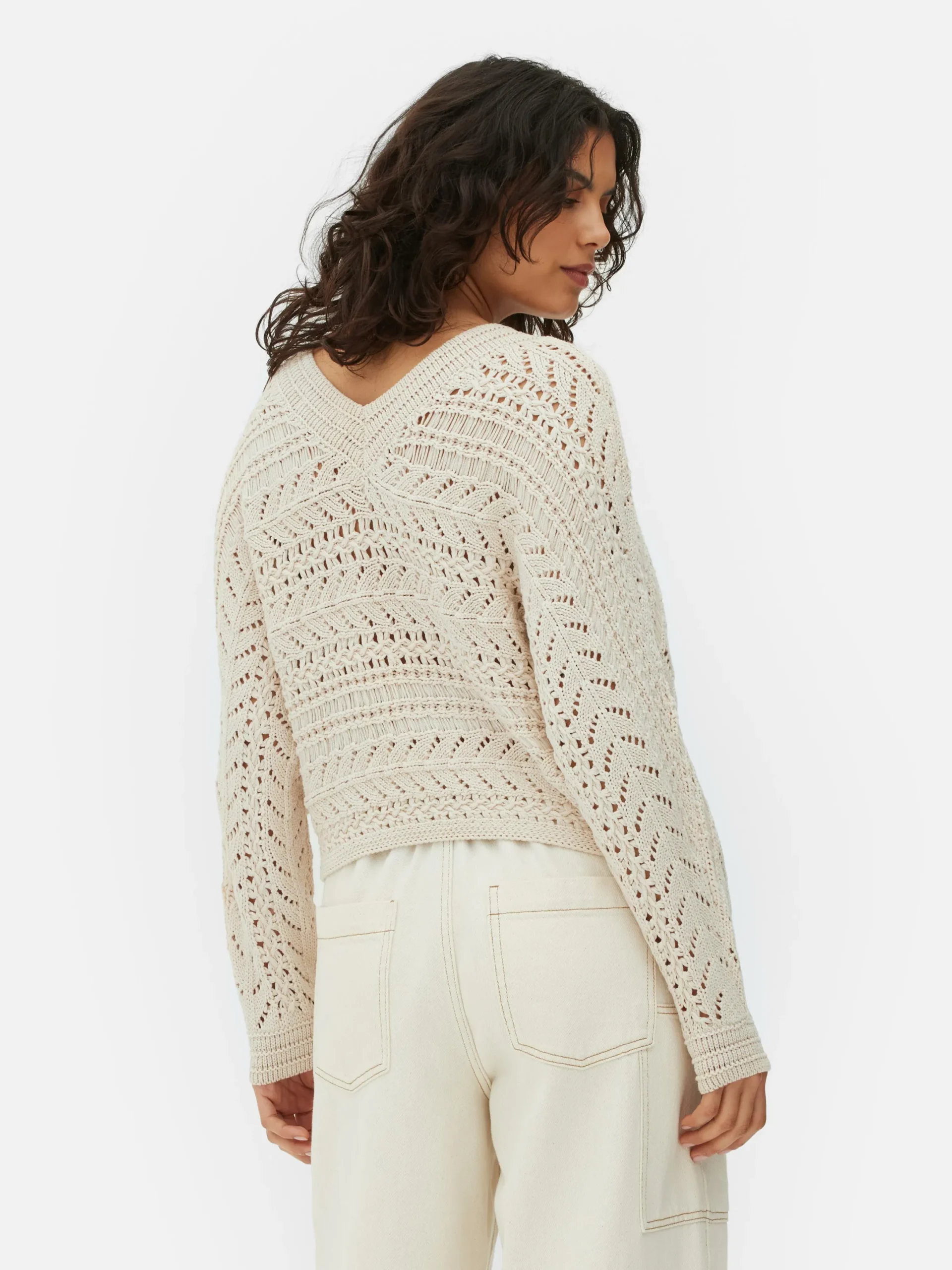 Pullover Und Cardigans|Primark Pointelle-Strickpullover Mit V-Ausschnitt Beige