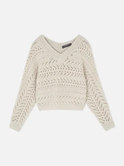 Pullover Und Cardigans|Primark Pointelle-Strickpullover Mit V-Ausschnitt Beige