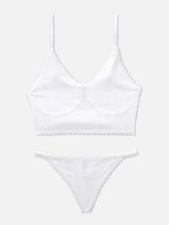 Dessous-Sets|Primark Pointelle-Unterwäscheset Mit Ungepolstertem Bralette Weiß