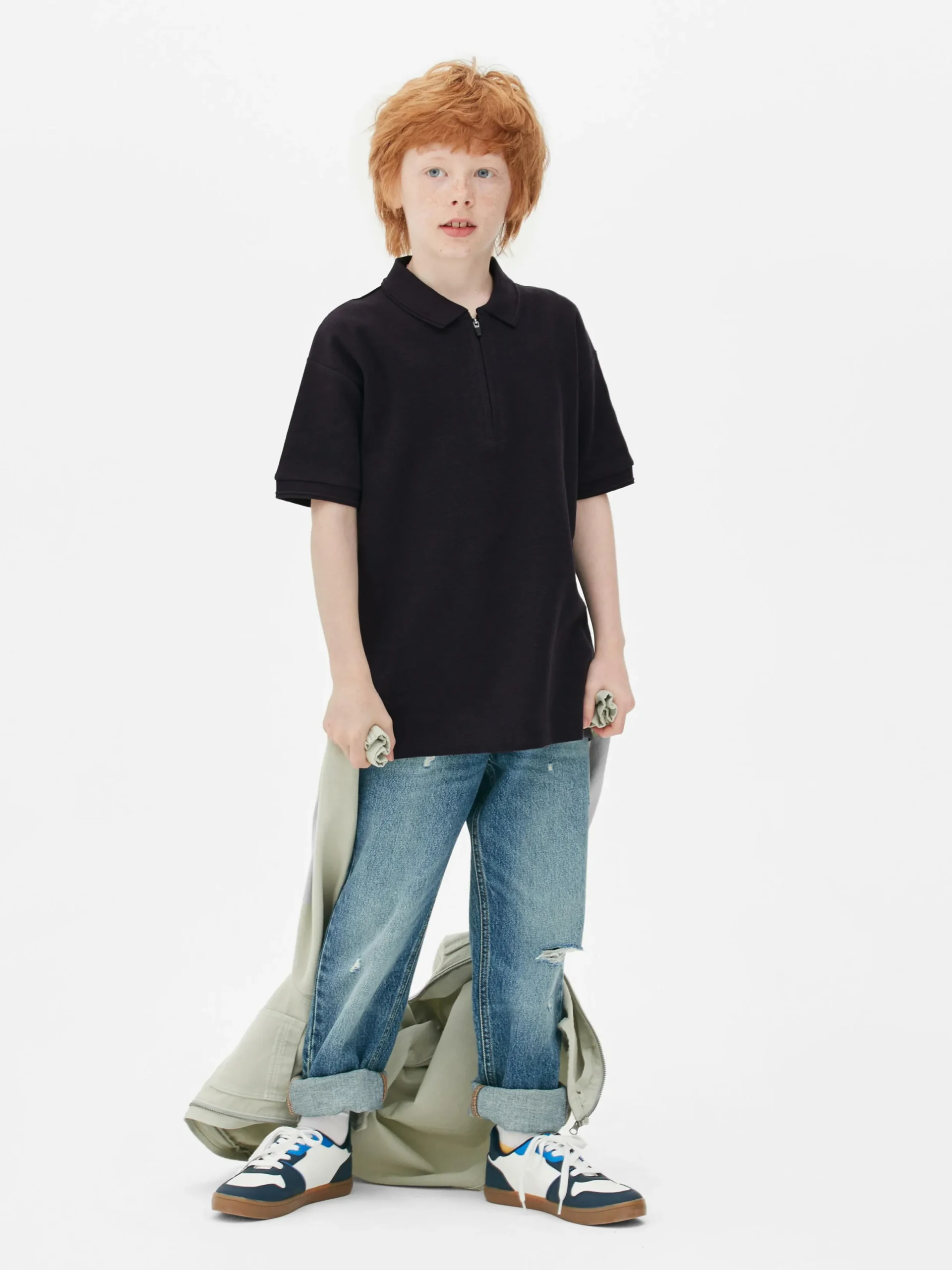 Tops Und T-Shirts|Primark Poloshirt Mit Reißverschluss Marineblau