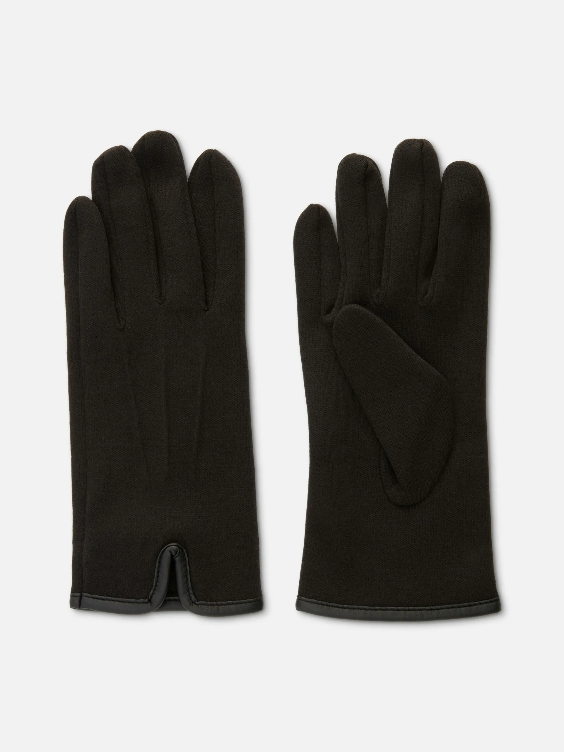 Mützen, Handschuhe Und Schals|Primark Ponté-Strickhandschuhe Mit Kunstlederbesatz Schwarz