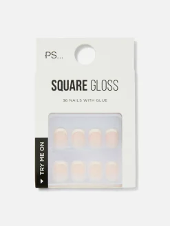 Kunstnägel|Primark PS… Eckige, Glänzende Kunstnägel Mit French-Spitze Nude