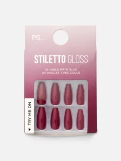 Kunstnägel|Primark PS… Glänzende Kunstnägel Im Stiletto-Stil Weinrot