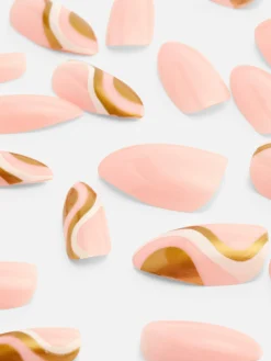 Kunstnägel|Primark PS… Spitze, Glänzende Kunstnägel Mit Wirbelmuster Gold