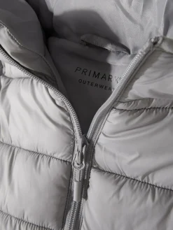Jacken Und Mäntel|Primark Pufferjacke Mit Kapuze Hellgrau