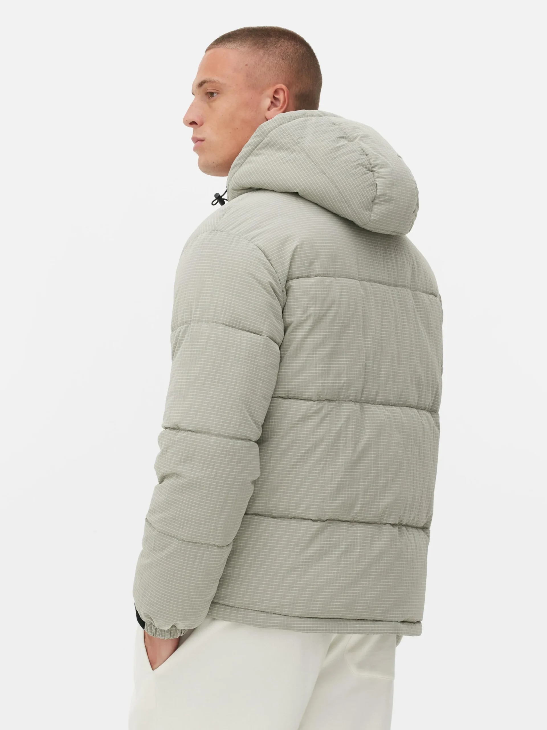 Jacken Und Mäntel|Primark Pufferjacke Mit Karomuster Hellgrau