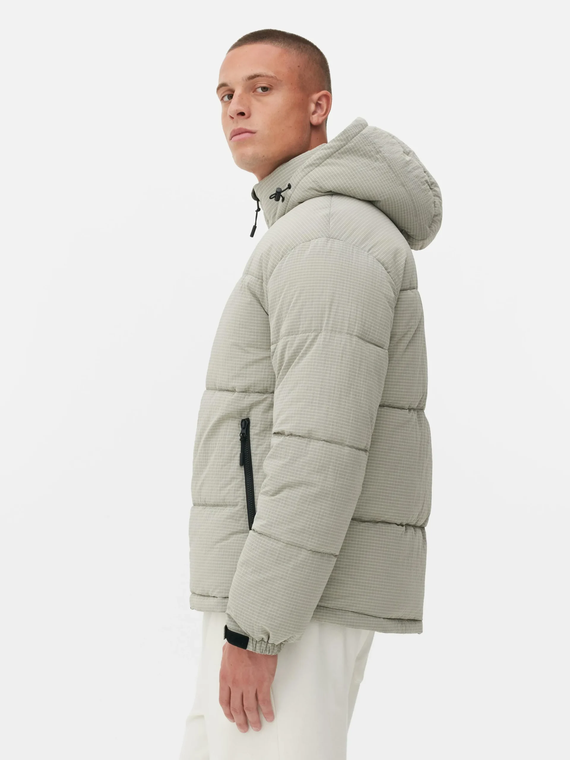 Jacken Und Mäntel|Primark Pufferjacke Mit Karomuster Hellgrau