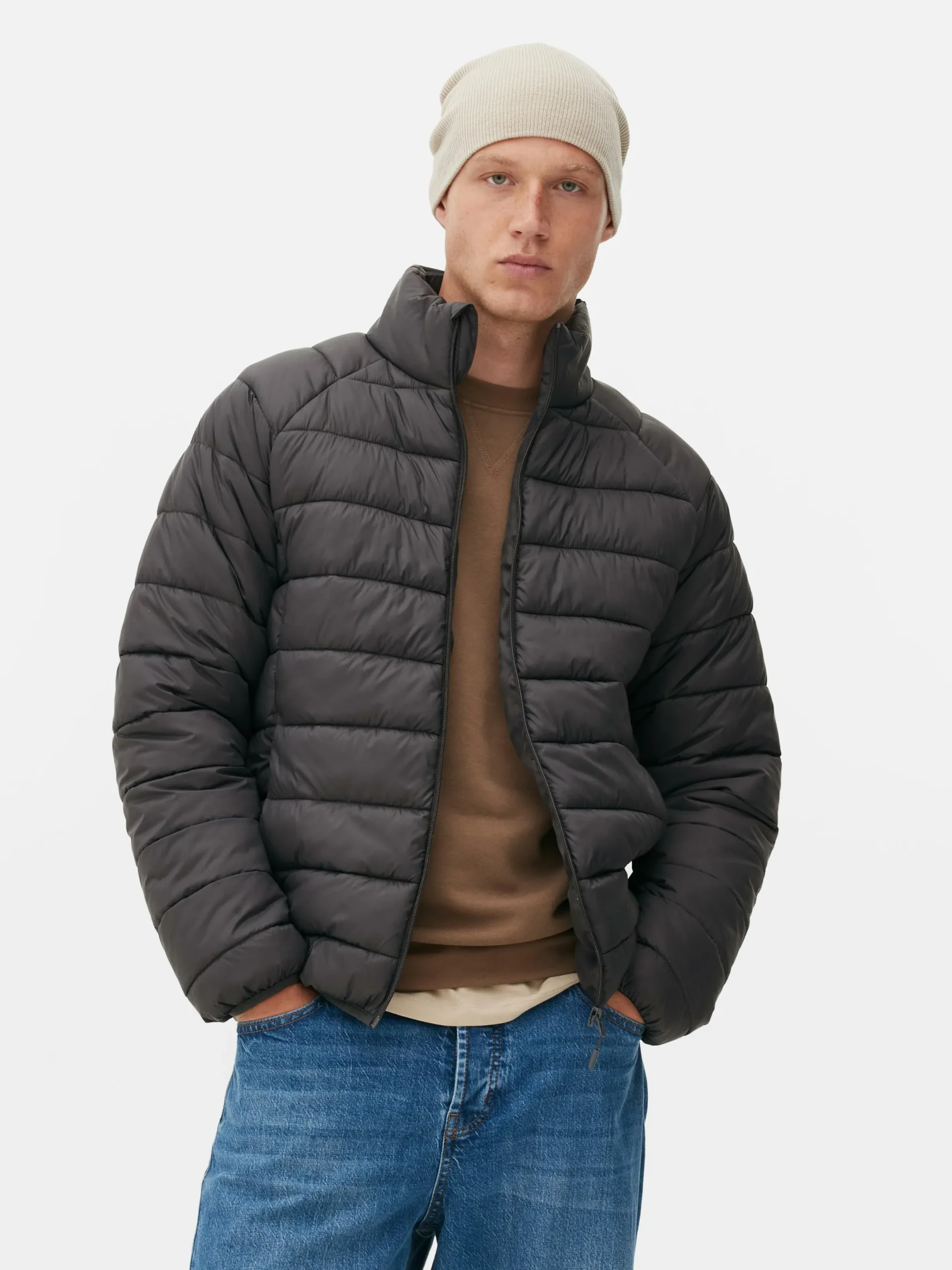 Jacken Und Mäntel|Primark Pufferjacke Mit Trichterkragen Anthrazitfarben