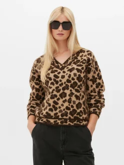 Pullover Und Cardigans|Primark Pullover Mit Leopardenmuster Und V-Ausschnitt Multi