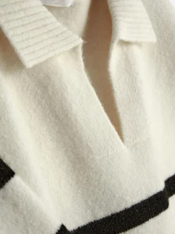 Pullover Und Cardigans|Primark Pullover Mit Polokragen Und Streifen Elfenbeinfarben