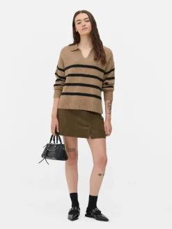 Pullover Und Cardigans|Primark Pullover Mit Polokragen Und Streifen Kamelbraun